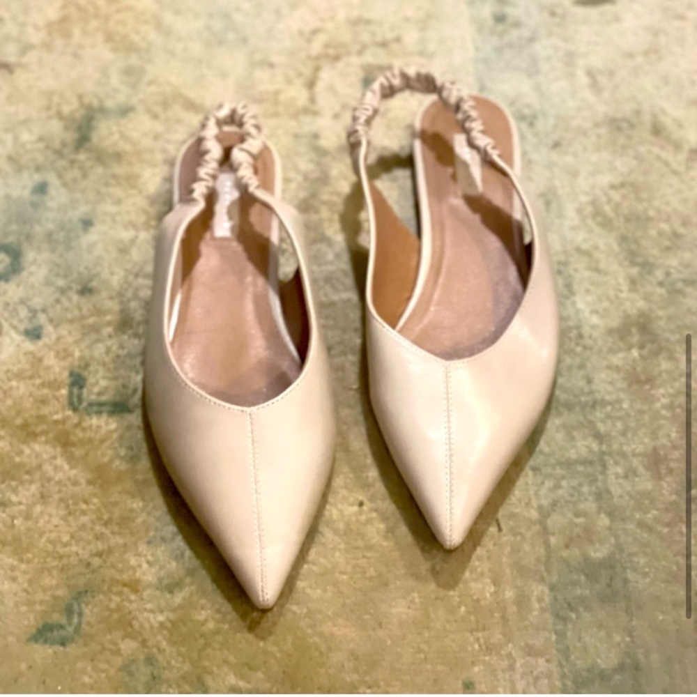 TOPSHOP pearl colored slingback flats